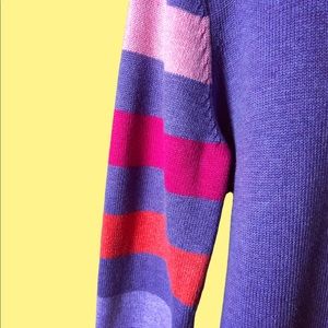Vintage Pendleton Stripe-Sleeve Mock-Turtleneck Sweater